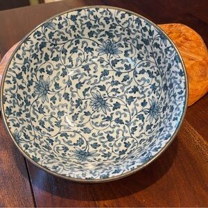 Vintage Blue And White Floral Porcelain Rice Bowl With Chinese Marking
